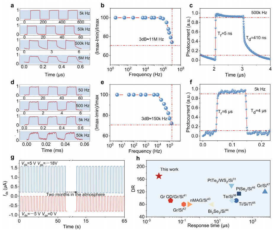 器件在405 nm处的动态响应